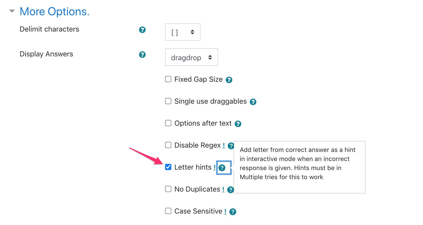 Casilla para configurar pistas de letra