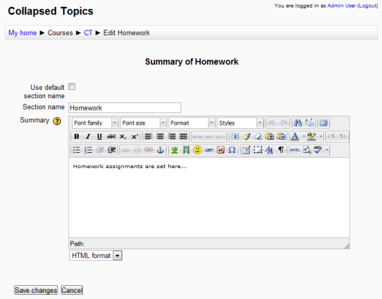 Summary description Moodle 2.2