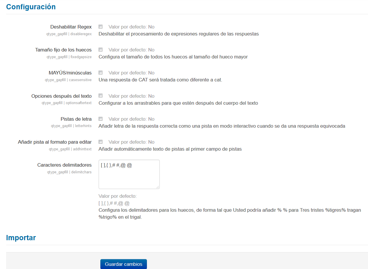 Configuraci&oacute;n de Gapfill