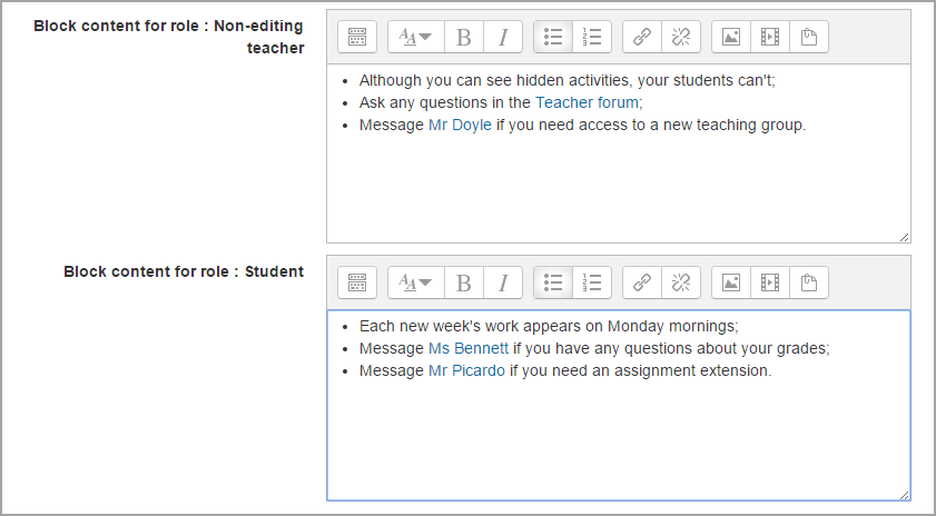 Configurando diferentes mensajes de acuerdo al rol