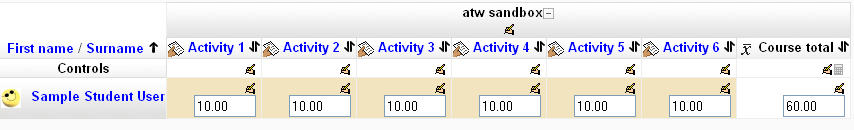 6 assignments, no categories, simple weighted mean