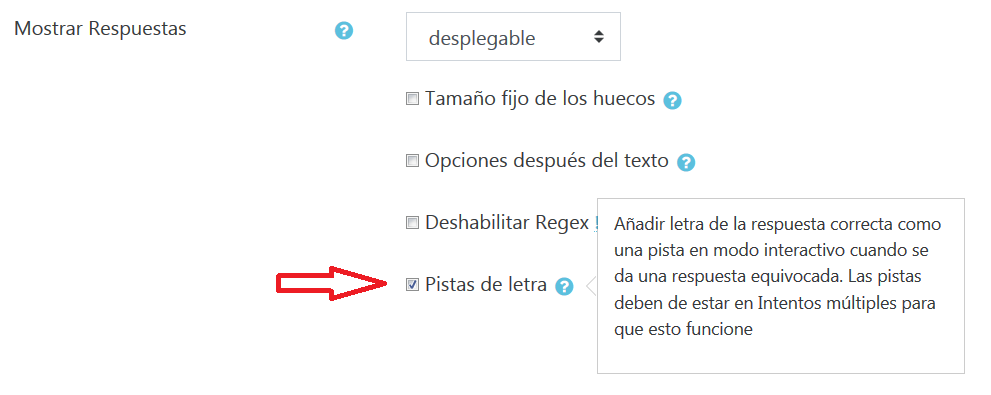 Casilla de selecci&oacute;n para configurar pistas de letra