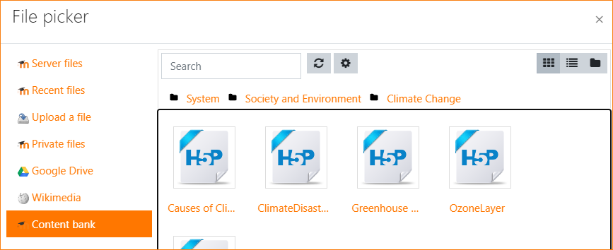 Búsqueda en el banco de contenido
