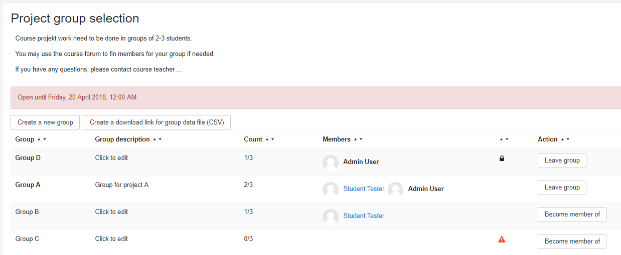 Vista del profesor con supervisores asignados visibles