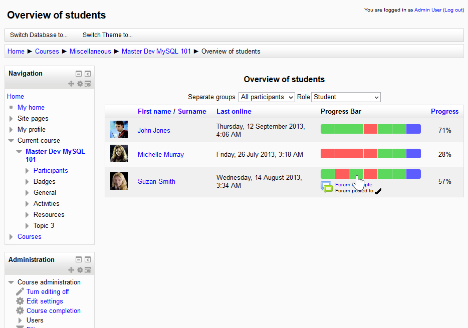 La página de vista general