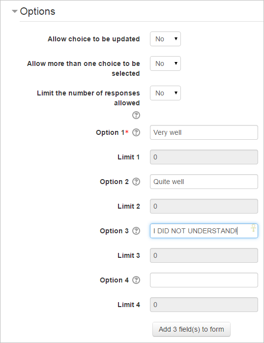 Configuraciones de las opciones expandidas por defecto
