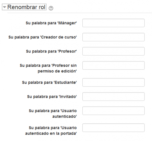 Configuraciones expandidas para renombar roles