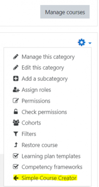 local simple course creator add course in category v1.png