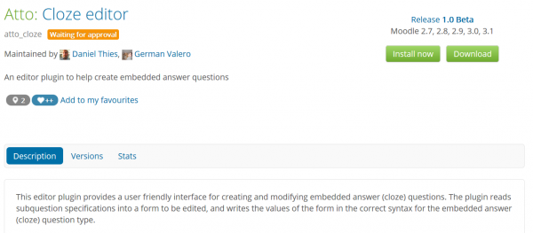 Atto cloze editor in Moodle plugins database.png